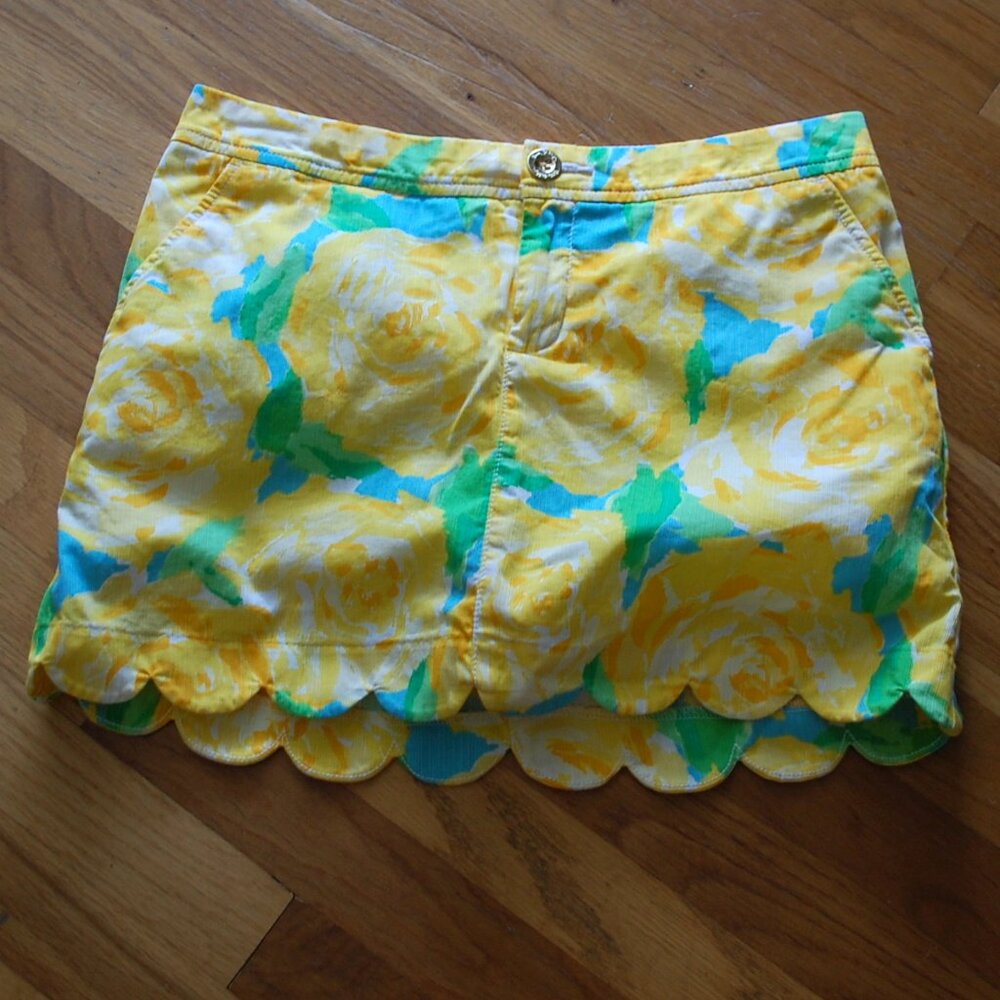 Lilly Pulitzer Colette Skort Sunglow Yell First Impression Yellow Roses